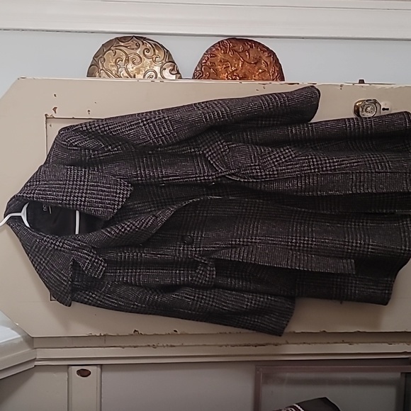 Brown plaid belted trench - Picture 1 of 2